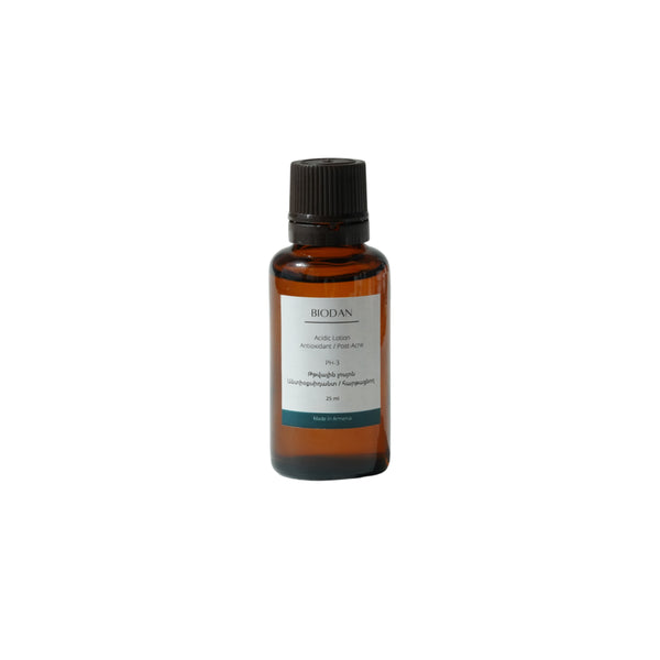 BioDan Purifying Acidic Anti Acne Lotion in signature glass bottle
