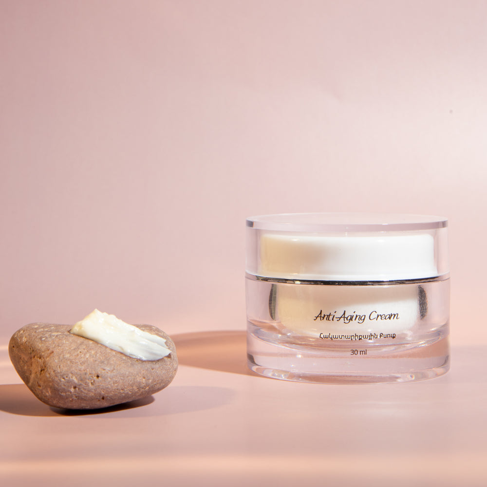 Natural anti aging moisturizing cream with retinol and argan oil for mature skin