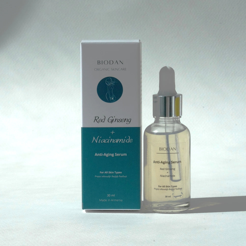 Red ginseng serum and niacinamide face serum for fine lines and dull skin