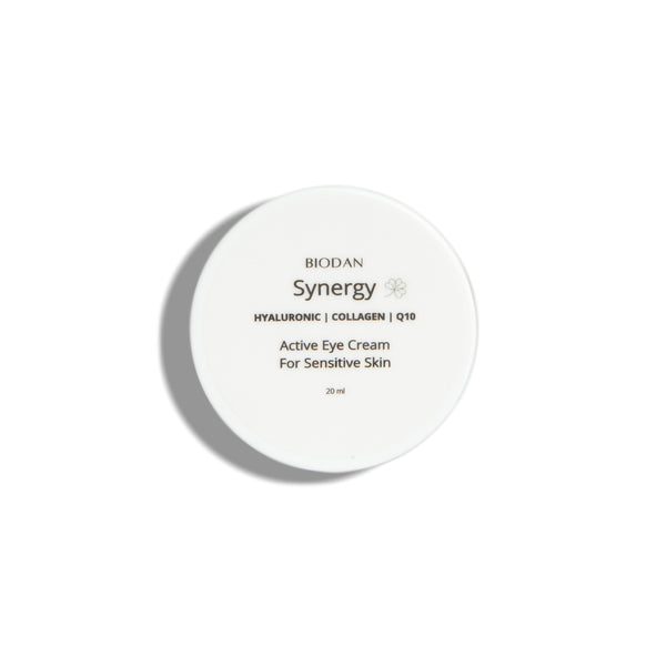 BioDan Synergy Active eye cream for dark circles and fine lines in thin jar